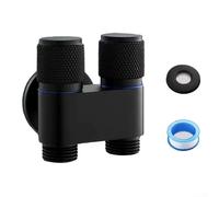 Válvula de ángulo de control doble G1/2 desviador de tres vías para lavadora, inodoro, bidé, rociador, doble salida, llave de paso de agua, grifo divisor de lavabo de baño (negro)