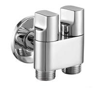 Válvula de ángulo de doble control de aleación 1 en 2 salidas con mango de metal y presión de agua ajustable, accesorio de fontanería de interfaz G1/2 compatible con grifo de lavadora para kit de