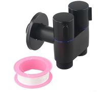 Válvula de ángulo de doble control para inodoro y bidé, entrada G1/2 1 en 2 salidas desviador de agua con mango de metal, construcción de aleación, B (negro)