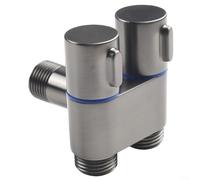 Válvula de ángulo de doble control, válvula triangular de rosca G1/2 de 4 puntos para bidé, pulverizador, lavadora, lavadora, lavabo de baño y calentador de agua de cocina (gris)