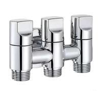 Válvula de ángulo de inyección de agua de tres vías, válvula de ángulo de una entrada y tres salidas Válvula desviadora multifunción de tres vías (plata)