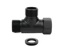 Válvula de ángulo desviador de inodoro, válvula de ajuste en T, válvula adaptador de agua de grifo en forma de T G1/2 pulgadas, conector de manguera de válvula desviadora de 3 vías (negro mate)