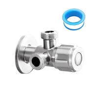 Válvula de Ángulo Doble, Válvula de Ángulo Doble para Lavabo, Llave de Paso Agua 1/2, con 2 X 1/2 Pulgadas y Cinturón de Materia Prima