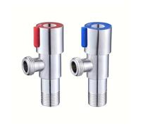 Válvula de ángulo frío y caliente de acero inoxidable, interruptor de válvula triangular de drenaje de flujo grande, válvula de parada de agua for inodoro, 1 ud.(Red 1pc)
