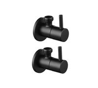 válvula de ángulo, Grifo con válvula angular de color negro mate, accesorios entrada agua y cierre, grifo redondo que conecta baño cocina (negro, 1 pieza)(Black 2 Pieces)