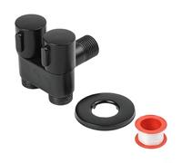 Válvula de ángulo montada en la pared con salidas duales, construcción de aleación G1/2 válvula de entrada para inodoros de baño, soporta descarga simultánea de agua (negro)