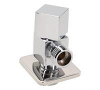 Válvula de ángulo triangular de cobre con rosca macho G 1/2 para baño, bidé, fregadero montado en la pared, calentador de agua, acabado cromado (plata)