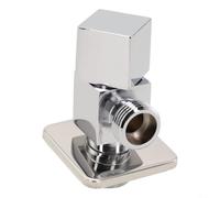Válvula de ángulo triangular de cobre con rosca macho montada en la pared, diseño cuadrado para baño, grifo de bidé, apto para lavabos, inodoros y calentadores de agua (plata)