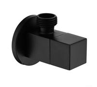 Válvula de ángulo triangular rosca macho G 1/2 para baño, bidé, fregadero, calentador de agua, montaje en pared, construcción de cobre, chapado en cromo (negro)