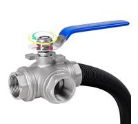 Válvula de apagado de gas, válvula de 3 vías, desviador de acero inoxidable de 1 pulgada con manija de bloqueo, ideal para tubería de agua, manguera de gas, hidráulico del calentador, tubo de aire de