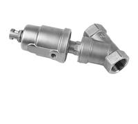 Válvula de asiento de esquina neumática de alta temperatura de 1-1/4" - Válvula de un solo orificio roscado en Y, cierre normal, para altas temperaturas y presión, 30% de caudal, -10 a +180 °C