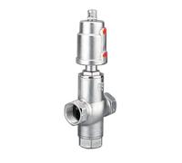 Válvula de asiento en ángulo actuador neumático acero inoxidable 3 vías DN40, válvula neumática 16bar for vapor, gasóleo, normalmente cerrado(Single Acting)