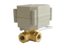 Válvula de bola accionada BSP/NPT 1/4'' 3/8'' Latón DN8 DN10 3 vías Tipo L/T Grúa eléctrica for control de flujo(T Type Flow Plan A,NPT THREAD_TF8-BH3-C 9V-24V_CR502 POWER FAILSAFE)