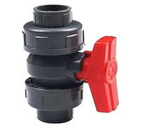 Válvula de bola con paso total, Válvula de bola doble unión PVC 20-50 mm for acuario y riego(Black,20mm)
