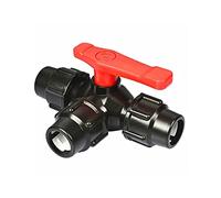 Válvula de bola con paso total, Válvula de bola PE tipo T 3 vías, conector tubería conexión rápida for agua(Svart,20mm)