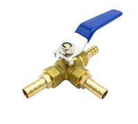 Válvula de bola con puerto en T y espiga for manguera, interruptor de agua, conector de válvula de bola de latón de tres vías for plomería(16mm)