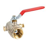 Válvula de bola con vaciado, 1 pulgada DN 25, rosca interior a ambos lados según ISO 228/1, resistente a temperaturas de -10 hasta 120 °C, presión máxima de funcionamiento 25 bar