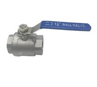 Válvula de bola de 2 piezas con rosca interna, válvula de paso de gran caudal, válvula de cierre de tarjeta for tubería de agua, acero inoxidable 201/304, de dos piezas(Four points DN15,201)