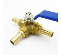 Válvula de bola de 3 vías, Conector de válvula de bola de latón de tres vías con espiga for manguera de 4 mm a 19 mm, puerto completo en L, for agua, aceite, aire y gas.(16mm OD)