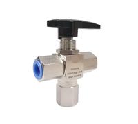 Válvula de bola de 3 vías de 3000 PSI, acero inoxidable 316, 1/4, 3/8, 1/2 NPT hembra, for gas de alta presión(3/8")