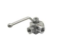 Válvula de bola de 3 vías de alta presión de acero inoxidable tipo L hilo femenino 1/4 "3/8" 1/2 "3/4" 1 "válvulas de agua con interruptor hidráulico(1")