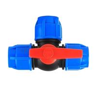 Válvula de bola de 3 vías para tubería de PE, Tamaños múltiples multicolores del T-tipo plástico de la vávula bola 3 maneras conexión PE(Blue,25mm)