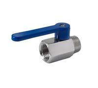 Válvula de bola de acero inoxidable 304 con rosca interna y externa, interruptor de manija larga rojo, azul y amarillo, válvula de agua, 1 unidad(Blue,M-M_3/8")
