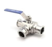 Válvula de bola de acero inoxidable 304 de 3 vías, tipo de virola de triple abrazadera (tipo, 38 mm)