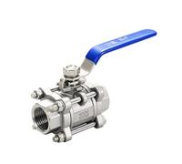 Válvula de bola de acero inoxidable con rosca BSP de 1/2", 3/4", 1" y 2" (tres piezas, DN15, DN20, DN25, DN32, DN40 y DN50)(1-1/4",SS304)