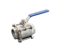 Válvula de bola de acero inoxidable tipo tres, 1/2 pulgada, rosca hembra BSP, DN15, SS304, 316, 2 vías, for agua(SS304)