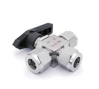 Válvula de bola de compresión con puerto en L for agua, gas y petróleo, de acero inoxidable 304, compatible con tubos de 3/4/6/8/10/12-20 mm, 1/8", 1/4", 3/8" y 1/2" de diámetro exterior.(10mm)