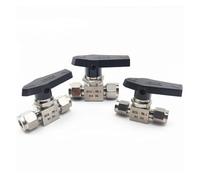 Válvula de bola de doble casquillo de acero inoxidable 304 316L, 6 mm, 8 mm, 10 mm, 1/8", 1/4" y 3/8", panel hexagonal, válvula de aire for instrumentos(6mm)