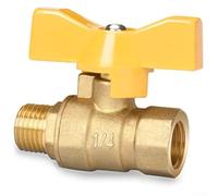 Válvula de bola de gas de cobre de 1,27 cm, NPT hembra para gas natural y propano, válvula de cierre de doble rosca de 4 pulgadas para GLP, tubo de gas de calentador de agua (I 4 minutos)