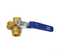 Válvula de bola de latón de 3 vías L/T Bore Tipo de bola fija Palanca manual para agua, aceite, gas, medios, presión nominal, 1,6 MPa, temperatura hasta 120 C (tipo DN10 L)