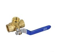 Válvula de bola de latón de 3 vías L/T Bore Tipo de bola fija Palanca manual para agua, aceite, gas, medios, presión nominal, 1,6 MPa, temperatura hasta 120 C (tipo DN15 T)