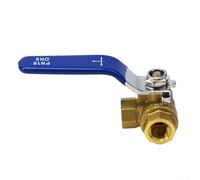 Válvula de bola de latón de 3 vías L/T Bore Tipo de bola fija Palanca manual para agua, aceite, gas, medios, presión nominal, 1,6 MPa, temperatura hasta 120 C (tipo DN8 T)