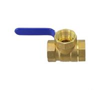 Válvula de bola de latón de tres vías con orificio L/T, accesorio de tubería de rosca interna para control de agua, aceite y gas, componente de fontanería resistente operado por palanca manual (tipo