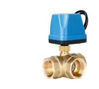 Válvula de bola de motor de 3 vías con función manual, DN32 G1-1/4 AC 220 V | Válvula de zona eléctrica de latón, válvula de bola eléctrica para control de flujo, 9,8 × 7,5 × 15,2 cm