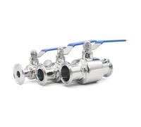 Válvula de bola de paso rápido de acero inoxidable 316L, diámetro exterior de 19-51 mm, collar de tres clips, 25,4/50,5/64 mm(32mm Ferrule 50.5)