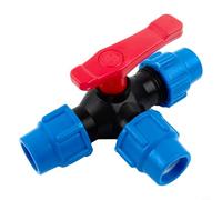 Válvula de bola de polietileno de 3 vías que soporta conexiones de tubería de PE con diámetros exteriores de 20 mm, 25 mm, 32 mm, 40 mm, 50 mm y tamaños nominales DN15 a DN40 (25 mm)