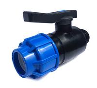 Válvula de bola de polipropileno, 32 mm x 1 pulgadas, cierre de abrazadera de polipropileno, rosca exterior con rosca de rosca x unión para tubería de polietileno, conector de sujeción AG,