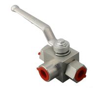 Válvula de bola de presión rígida de 3 vías Elite hidráulica cuarto a 1 cuerpo en T de acero al carbono, operación manual, conexión de rosca interna Ru (T M1815)