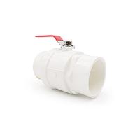 Válvula de bola de PVC bidireccional, 1/2, 3/4, 1, 2 pulgadas, 20/25/32/40/50/63/75mm de diámetro interior, controlador de flujo de cierre, Mango antideslizante rojo(63mm 1Pc)