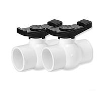 Válvula de bola de PVC de 1 pulgada, paquete de 2 llaves de paso para piscina, jardín, aspersor, válvulas de control de agua, 150 PSI, color blanco