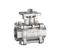 Válvula de bola de tres piezas de plataforma alta de acero inoxidable 304, rosca hembra, 1/2", 3/4" y 1"(1")