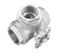 Válvula de bola de tres vías de acero inoxidable 304, rosca hembra tipo T/L, 1/4, 3/8, 1/2, 3/4, 1/2, 1 unidad(1",T Type)
