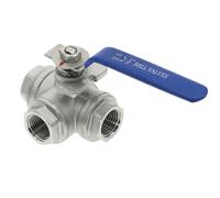 Válvula De Bola De Tres Vías De Acero Inoxidable 304 Tipo L Tipo T 1/4 "3/8" 1/2 "3/4" 1 "DN8 DN10 DN15 DN20 DN25 BSP Hilo Femenino, 1 Uds.
