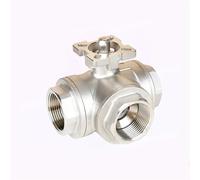 Válvula de bola de tres vías de acero inoxidable SS304, rosca hembra tipo T/L, duradera y versátil for aplicaciones de agua, petróleo y Gases(1in TType)