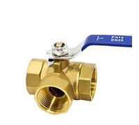 Válvula de bola de tres vías de latón de 1 pulgada, grifo DN25 de 1 pulgada, válvula de bola de latón tipo T, rosca hembra, válvula de bola NPT de buen sellado para agua, aceite y vapor, vál