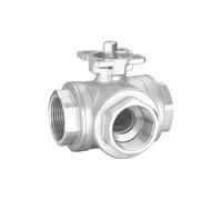 Válvula de bola de tres vías de plataforma alta de acero inoxidable SS304 de 1/4", 3/8", 1/2", 3/4", 1", rosca hembra tipo T/L, DN8/DN10/DN15/DN20/DN25(3/4",T Type)